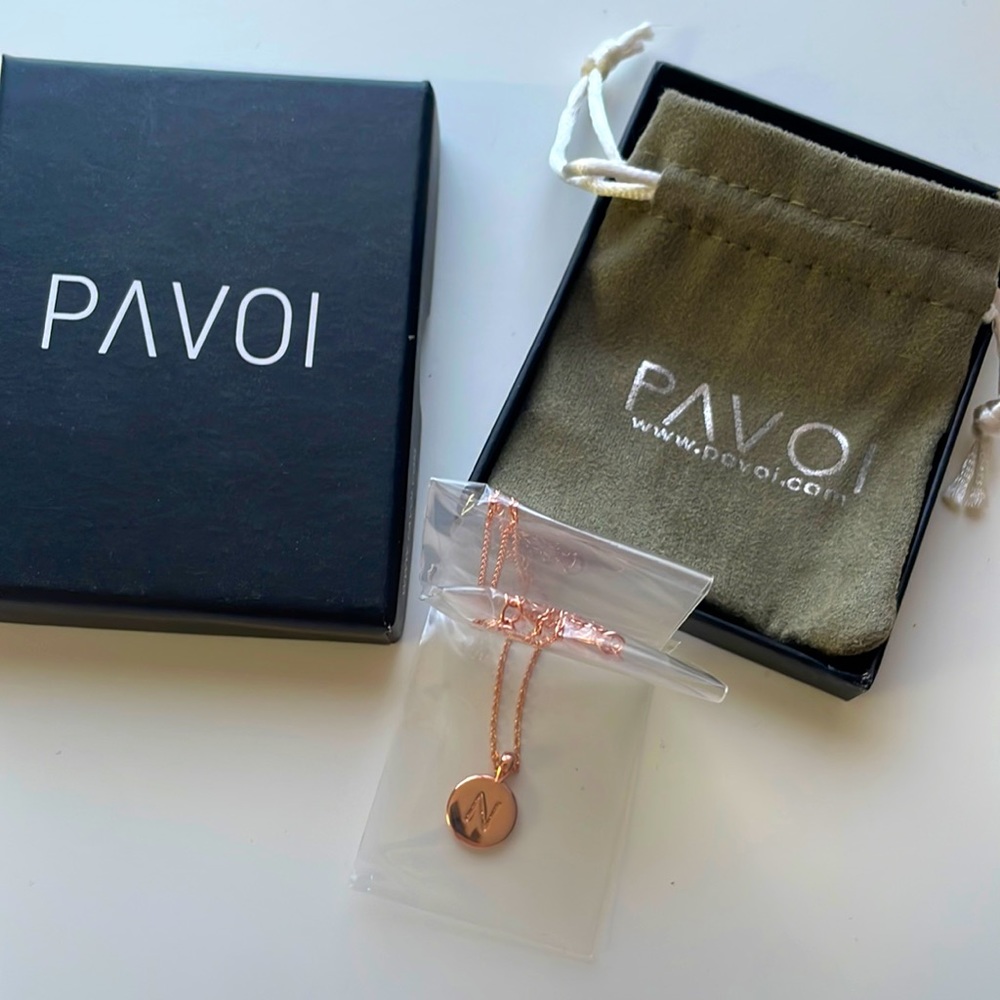 REMOVING TODAY - Pavoi rose gold “N” pendant necklace